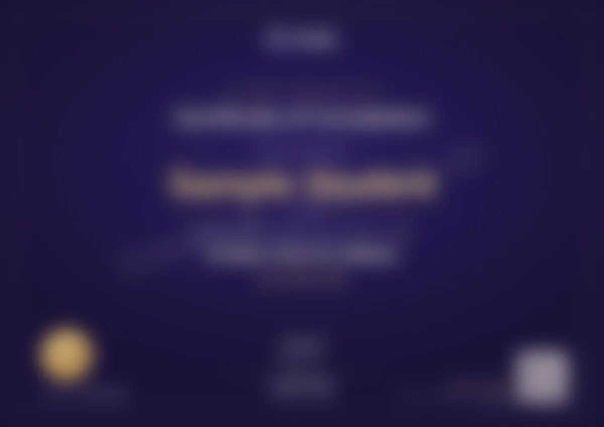 Blurred preview of the Synq certificate of completion